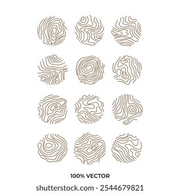 wood ring logo vector. Circle topographic map illustration