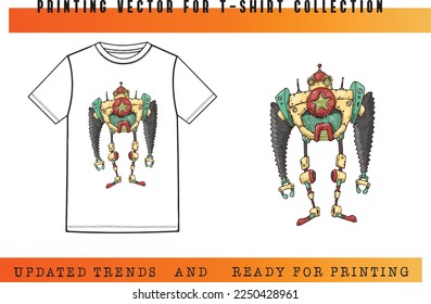 Wood robot vector for T-shirt printing