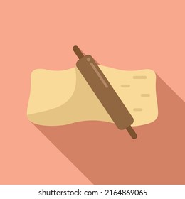 Wood roll bread icon flat vector. Pizza flour. Pastry baking