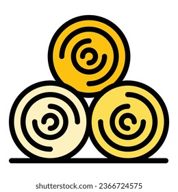 Wood roll icon outline vector. Furniture production. Maker work color flat