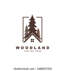 Wood With Roof Of House Logo Design Vector Template