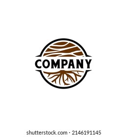 Wood with root logo vector design 