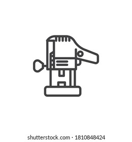 Wood router tool line icon. linear style sign for mobile concept and web design. Electric trimmer outline vector icon. Symbol, logo illustration. Vector graphics