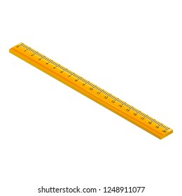 Wood ruler icon. Isometric of wood ruler vector icon for web design isolated on white background