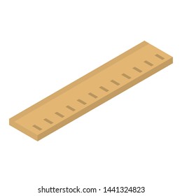 Wood ruler icon. Isometric of wood ruler vector icon for web design isolated on white background