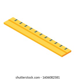 Wood ruler icon. Isometric of wood ruler vector icon for web design isolated on white background