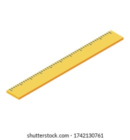 Wood ruler icon. Isometric of wood ruler vector icon for web design isolated on white background