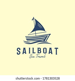 Wood sailboat logo designs template, Yacht sea travel logo icon and symbol