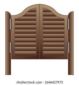 Wood Saloon Doors Icon. Cartoon Of Wood Saloon Doors Vector Icon For Web Design Isolated On White Background