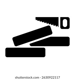 Wood Saw Fill Icon. Black and White Wood Saw Symbol