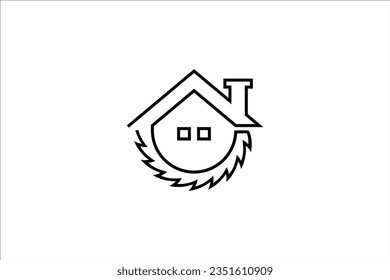 wood saw logo with house concept combination