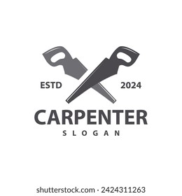 Wood saw logo vector design carpenter tool silhouette woodcutter wood craftsman carpentry company logo
