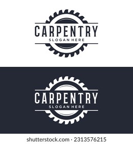 Wood saw premium logo design with vintage carpentry tools.Logo for business, carpentry, lumberjack, label, badge.