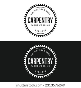 Wood saw premium logo design with vintage carpentry tools.Logo for business, carpentry, lumberjack, label, badge.