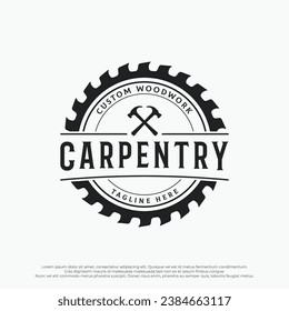 Wood saw premium logo design with vintage carpentry tools.Logo for business, carpentry, lumberjack, label, badge.