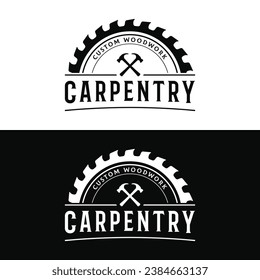 Wood saw premium logo design with vintage carpentry tools.Logo for business, carpentry, lumberjack, label, badge.