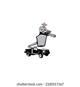 wood sawman logo with car