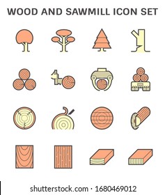 Wood and sawmill industry vector icon set design.