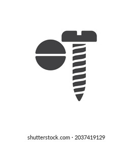 Icono vectorial de tornillo de madera. signo plano relleno para concepto móvil y diseño web. Icono de glifo de tornillo de rosca. Símbolo, ilustración del logotipo. Gráficos vectoriales