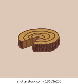 Wood section illustration. Stump sign. Nature symbol. Minimal design. Wood, with rings. Trunk section icon, with simple background. Easy to edit. Vector illustration - EPS10.