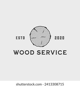 wood service carpentry logo vintage vector illustration template icon graphic design