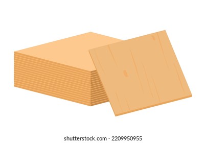 Wood sheets icon. Material for building house, strengthening floor or ceiling, walls, protection from wind and cold weather. Thermal insulation, construction. Cartoon flat vector illustration