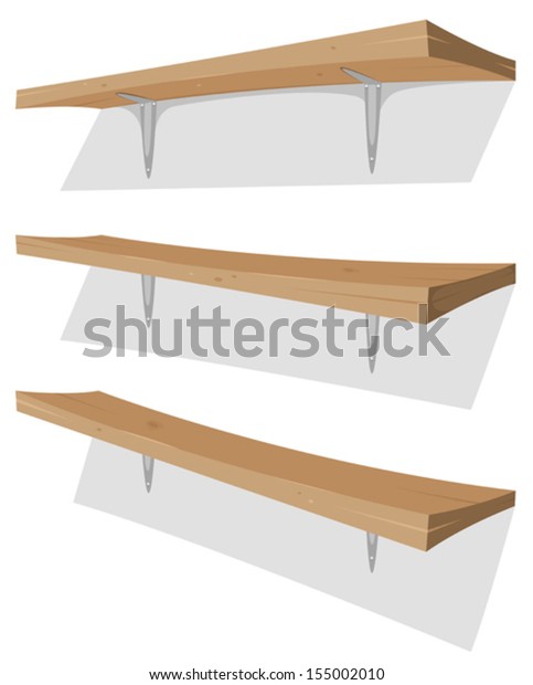 Wood Shelf On Wall Illustration Cartoon Stock Vector Royalty Free