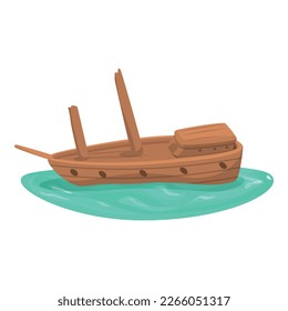 Wood shipwreck icon cartoon vector. Old ship. Ocean sunken