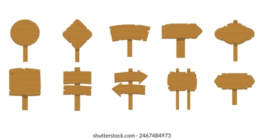 Wood Sign Element Illustration Set