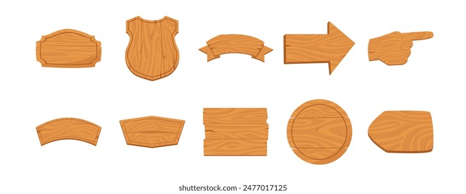 Wood Sign Element Vektorgrafik Set