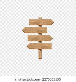 Wood sign. Empty wooden signboard template, vector illustration.
