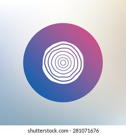 Wood sign icon. Tree growth rings. Tree trunk cross-section. Icon on blurred background. Vector
