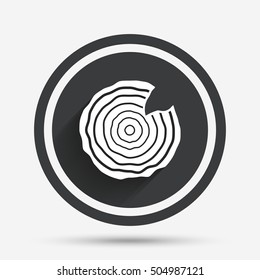 Wood sign icon. Tree growth rings.