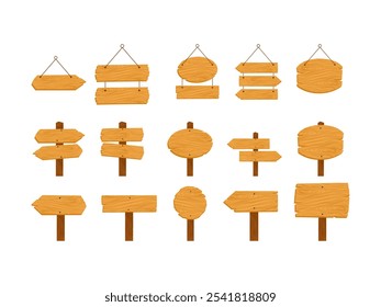 Wood Sign Illustration Element Set