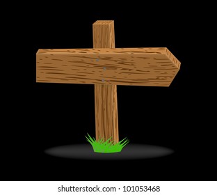 Wood sign on black, vector, 10eps.