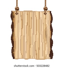 wood sign. pixel art. vector illustration isolated