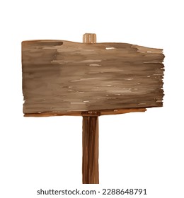 wood sign post with style hand drawn digital painting illustration