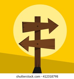 Wood sign in yellow background. Vector illustration