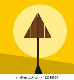 Wood sign in yellow background. Vector illustration