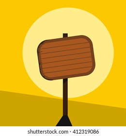 Wood sign in yellow background. Vector illustration