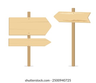 Wood signboard plank vintage element flat style, vector illustration.