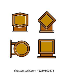 wood signboard, signage and signpost vector, brown theme