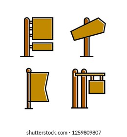 wood signboard, signage and signpost vector, brown theme
