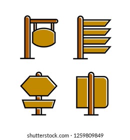 wood signboard, signage and signpost vector, brown theme