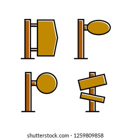 wood signboard, signage and signpost vector, brown theme