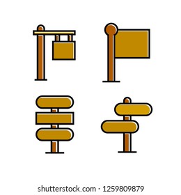 wood signboard, signage and signpost vector, brown theme