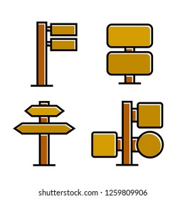 wood signboard, signage and signpost vector, brown theme