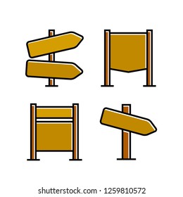 wood signboard, signage and signpost vector, brown theme