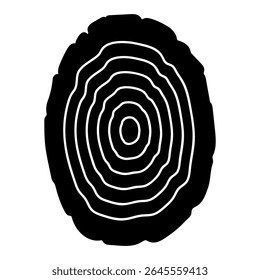 Vetor de ícone de fatia de madeira. Sinal de ilustração de anéis de madeira. Símbolo de árvore. Logotipo da serraria.