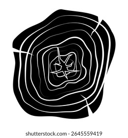 Vector de icono de rebanada de madera. Muestra de ilustración de anillos de madera. Símbolo del árbol. Logotipo del aserradero.